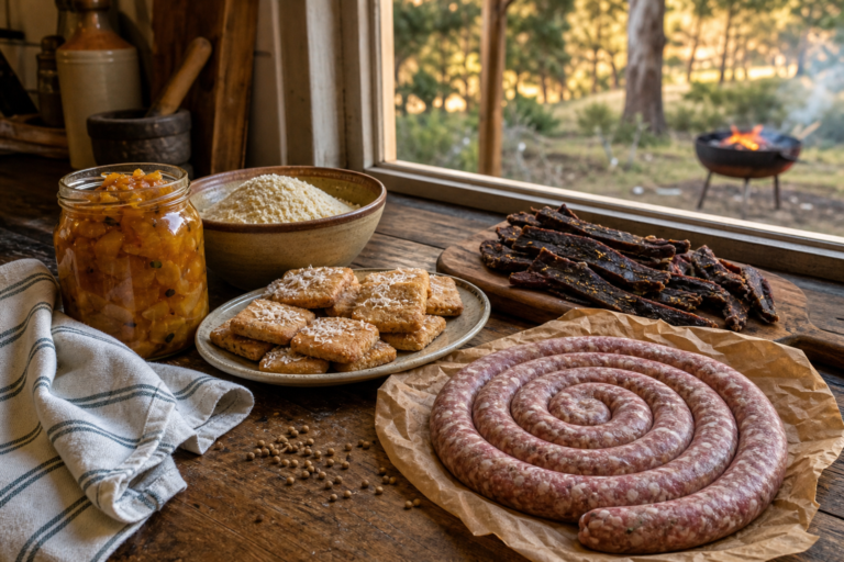 South African ingredient substitutes in Australia laid out on a wooden kitchen bench in warm natural light