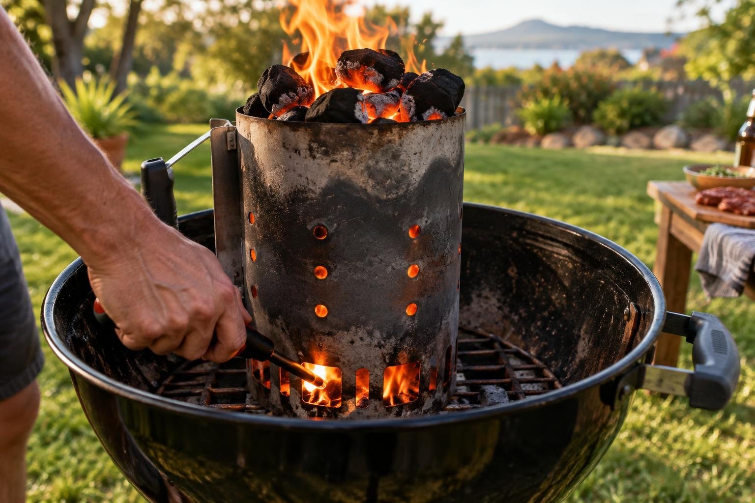 Gas braai vs charcoal: a gas barbecue and a charcoal kettle side by side in an Australian backyard